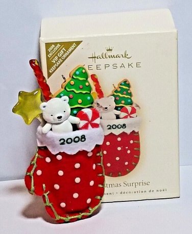 2008 Hallmark Keepsake Ornament A Christmas Surprise Stocking Treats Toys Candy