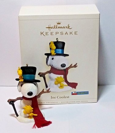 Hallmark Snoopy Woodstock Snowman Peanuts Christmas Ornament 2006 Joe Coolest