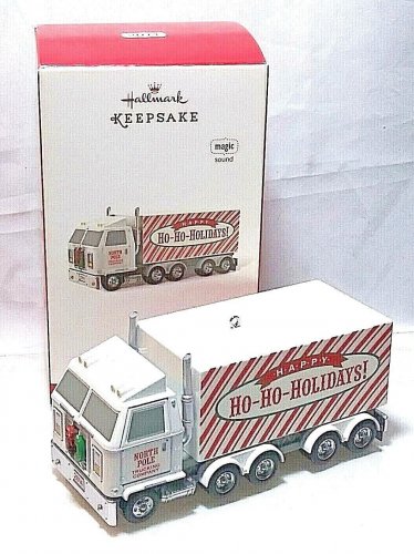 Hallmark Keepsake Magic Ornament Christmas Convoy 2014 Semi Truck 18 Wheel Sound