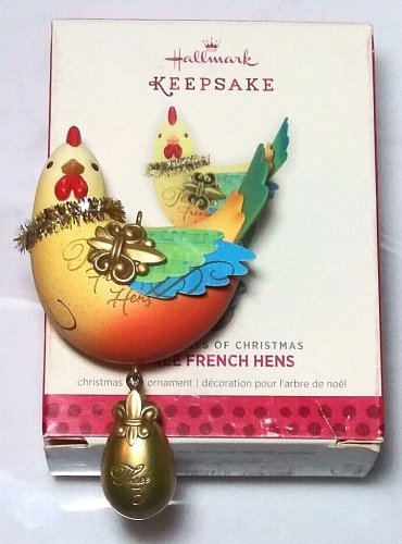 2013 Hallmark Three French Hens Twelve Days of Christmas Ornament 3rd In Series