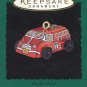 1995 Hallmark Keepsake Miniature Ornament On The Road #3 Firetruck
