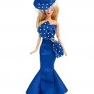 Slim Mermaid Dress for 11.5inch Fashion Doll Long Evening Gown Hat Clothing Blue