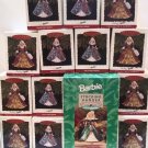 13 Hallmark Keepsake Ornaments Holiday Barbie & 1 Matching Stocking Hanger Lot