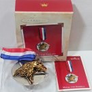 2002 Hallmark Keepsake Ornament Medal For America Eagle on Star in Orig Box Card