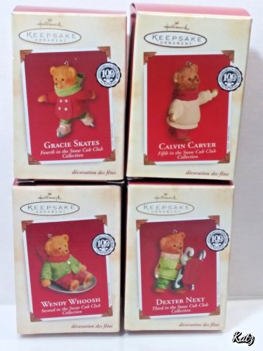 Hallmark Keepsake 2002 Snow Cub Club Collection Ornaments Figurines 4pc Set