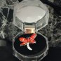 Red Silver small Dragonfly Silvery Colored Pin Back Pinback Gift Boxed Sparkly