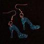 Elegant Bling bling Princess Sequin Crystal Slipper Dangle Earrings Ear Wire