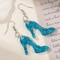 Elegant Bling bling Princess Sequin Crystal Slipper Dangle Earrings Ear Wire
