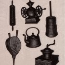 BLACK 1960'S 6 PC SEXTON CAST IRON METAL WARE KITCHEN WALL DECOR SET Made in USA