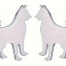 Silvery Color Akita Chow Husky Dog Pierced Earrings Stainless Steel Pair