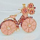Elegant Pink Rhinestone Bicycle Brooch Birthday Gift for BF Enameled Metal Pin