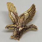 Eagle Antique Golden Colored Shiny Brooch Pinback Pin Tie Tac Collar Lapel
