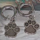 Silvery Cute Cat Pawprint Hoops Simple Animal Footprint Pierced Earrings