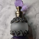 0.51oz Round Glass Perfume Bottle with Purple Diamond Accents Refillable Silvery 0.51oz Round Glass Perfume Bottle with Purple Diamond Accents Refillable Silvery