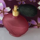 Frosted Magenta Dark Pink Glass Perfume Bottle with Atomizer 3” Brand New
