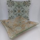 2 Prisma Glass Bowl Dishes Trinket Candy Dish Floral Flowers Original tags