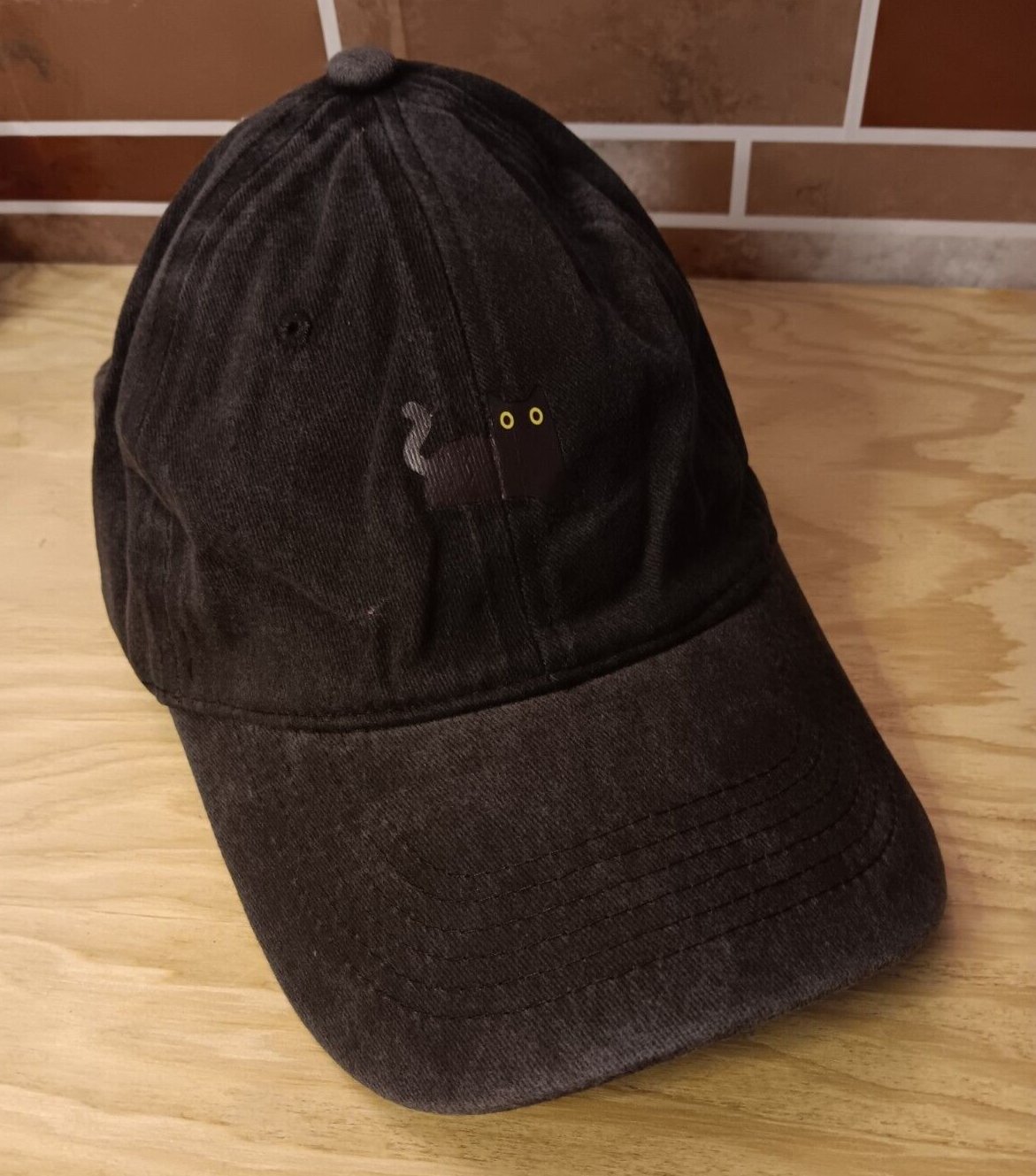 Black Baseball Cap Black Cat Still Watching You Adjustable Kitty Hat New