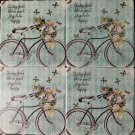Vintage Ceramic Bicycle Coasters Flower Basket Flowers Blue Green Victorian Pink