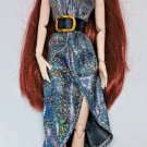 Slinky Shimmery Dress 11.5inch Fashion Doll Long Sexy Evening Party Gown Belted