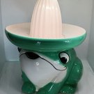 Frog Hand Juicer Reamer Cracker Barrel Ceramic Sea Green w Sombrero Hat Cute