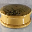 Small Hand Painted Wooden Pin Trinket Box Christmas Holiday Wood Round