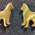 Golden Color Akita Chow Husky Dog Pierced Earrings Stainless Steel Pair
