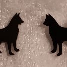 Black Color Akita Chow Husky Dog Pierced Earrings Stainless Steel Pair
