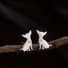 Silvery Color Chichua Dog Pierced Earrings Stainless Steel Pair