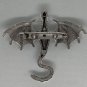 Purple Silver Colored Flying Dragon Brooch Women Unisex Enameled Metal Pin