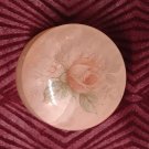 Nordstrom Hand Carved Pink Alabaster Trinket box with delicate Pink Rose Italy