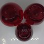 3 pieces of Anchor Hocking RUBY RED depression miniature glass vases small vase