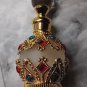 0.51oz Round Glass Perfume Bottle with Colored Diamond Accents Refillable Golden