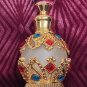 0.51oz Round Glass Perfume Bottle with Colored Diamond Accents Refillable Golden