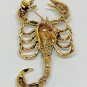 Scorpion Pinback Sparkling Golden Colored Rhinestone Brooch Pin Green Blue Lapel