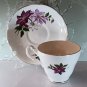 Royal Ascot Bone China Purple Clematis Teacup & Saucer Set England Tea Cup