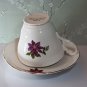 Royal Ascot Bone China Purple Clematis Teacup & Saucer Set England Tea Cup