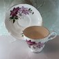 Royal Ascot Bone China Purple Clematis Teacup & Saucer Set England Tea Cup