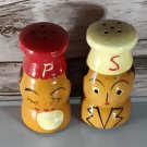 Wooden Miniature Chefs Salty and Peppy Salt & Pepper Shakers Japan 2 1/3" Unused