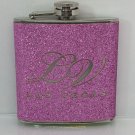 Las Vegas Pink Glitter Bling Stainless Steel Hip Drinking Liquor Flask Sparkly