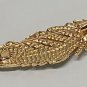 Very Pretty Sparkling Golden Leaf Rhinestone Brooch Pinback Lapel Pin
