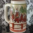 Budweiser Holiday Christmas Beer Stein Clydesdales & Covered Bridge Vintage 1984