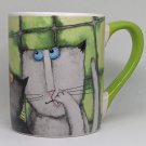 Debi Hron Cool Cat Coffee Tea Mug Green 2006 Gibson Greetings 11 oz.