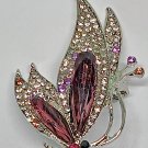 Sparkling Silver Colored Rhinestone Butterfly Brooch Pinback Pin Lapel
