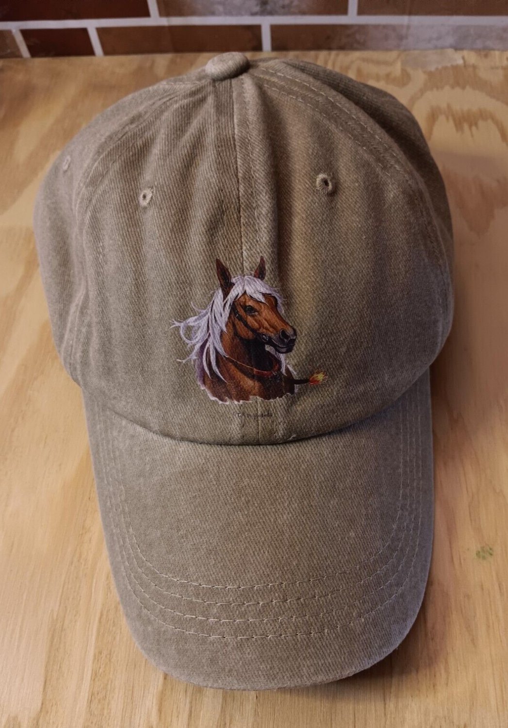 Horse Khaki Baseball Cap New Adjustable No Tags Pony Hat New 100% Cotton