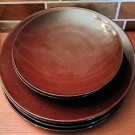 4 Crate & Barrel 11.25" Dinner & 3 Matching 8.5" Salad Plates Mahogany Brown