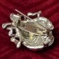 Small Red & Black Rhinestone Lady Bug Silver Colored Brooch Pin Ladybug