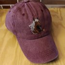 Horse Burgundy Baseball Cap New Adjustable No Tags Pony Hat New 100% Cotton