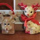 Deer Moose Christmas Figurine Set of 2 Hand-painted Figurines Deer Moose Christmas Figurine Set of 2 Hand-painted Figurines
