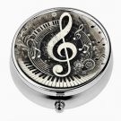Musical Note Decorative Metal Pill Box Small Round Medicine Organizer Purse Musical Note Decorative Metal Pill Box Small Round Medicine Organizer Purse