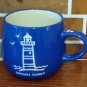 Oregon Coast Lighthouse Blue & White Coffee Mug Cup 12 oz EUC Coastal waves